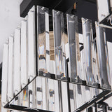 Square Crystal Rod Ceiling Light Fixture - Modern Semi Flush Mount With Tri-Sided Design (4/6/9