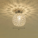 Sleek Chrome Globe Ceiling Mounted Light Fixture: Elegant 1-Head K9 Crystal Semi Flush