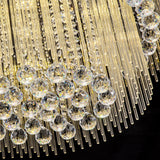 Modern Crystal Rod Ceiling Lamp - 2 Tiers Nickel Led Flush Light Fixture For Living Room