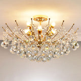 Postmodern Crystal Ball Ceiling Light Fixture - Chrome/Clear/Cognac 4 Lights Semi Flush Mount