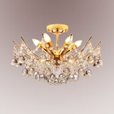 Postmodern Crystal Ball Ceiling Light Fixture - Chrome/Clear/Cognac 4 Lights Semi Flush Mount