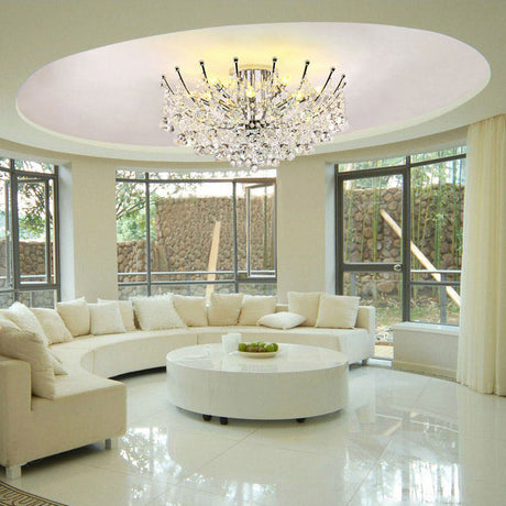 Postmodern Crystal Ball Ceiling Light Fixture - Chrome/Clear/Cognac 4 Lights Semi Flush Mount