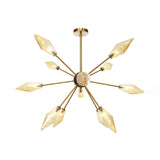 Vintage Diamond Hanging Chandelier Light - Amber/Clear Glass 9/12/15 Heads Adjustable Rod Restaurant