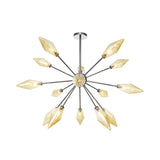 Industrial Amber/Clear Pendant Chandelier Lamp With Diamond Glass Shade - 9/12/15-Light For Living