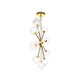 Diamond Shade Hanging Industrial Chandelier Lamp With Amber/Clear Glass - 6/9/12 Heads