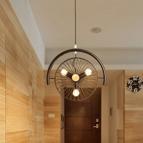 Industrial Caged Chandelier Light With 3 Metal Pendant Lamps For Dining Room Black / A