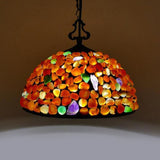 Mediterranean Black Stone Dome Pendant Light Fixture Multi-Color / 12 E