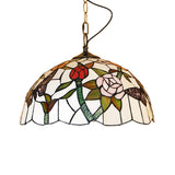 Mediterranean Stained Glass Butterfly Pendant Light Fixture - White/Red