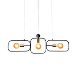 Contemporary 3-Light Frame Pendant Chandelier In Black & Gold Black-Gold