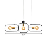 Contemporary 3-Light Frame Pendant Chandelier In Black & Gold