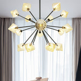 Sleek Semi Flush Light: Modern Amber Glass Shade Led Bulbs Ceiling Fixture - Ideal For Living Room