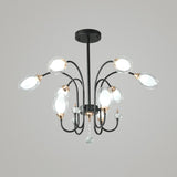 Contemporary Clear Glass Oval Hanging Chandelier - 9/15 Bulbs Black