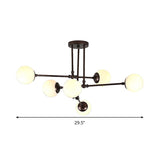 Modern White Glass Bubble Ceiling Chandelier With 6 Hanging Lights In Black