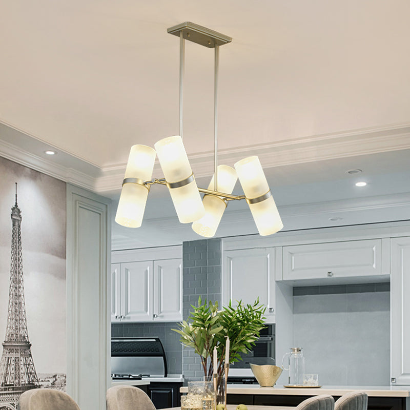 Modern 8-Light Gold Glass Tube Chandelier