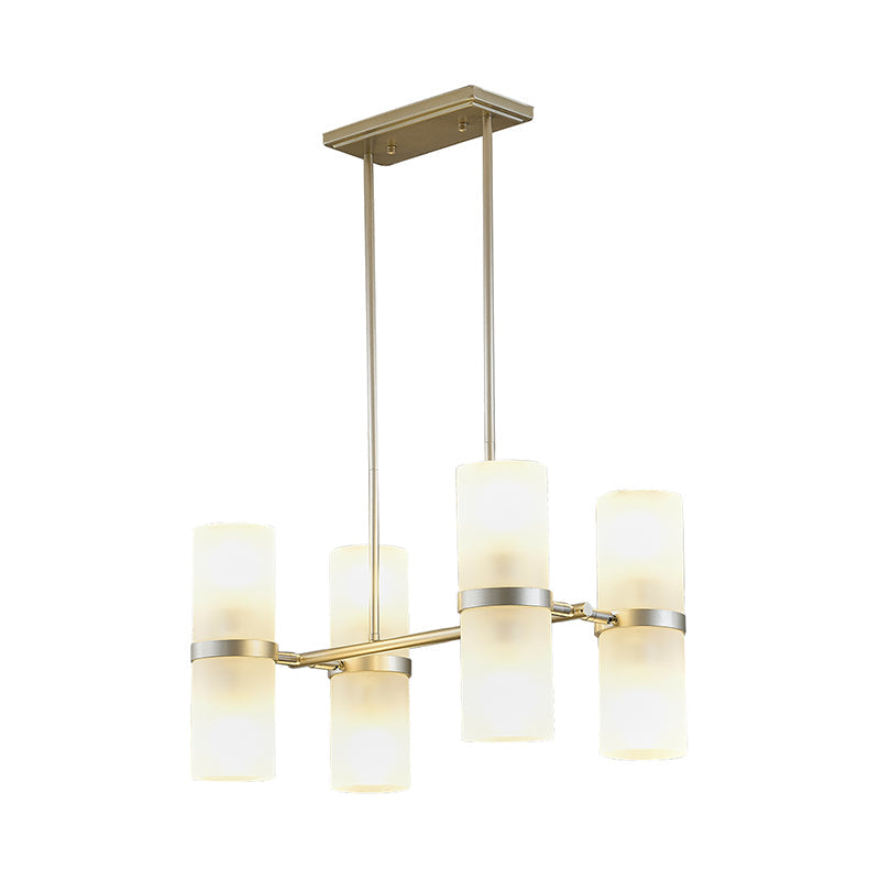 Modern 8-Light Gold Glass Tube Chandelier