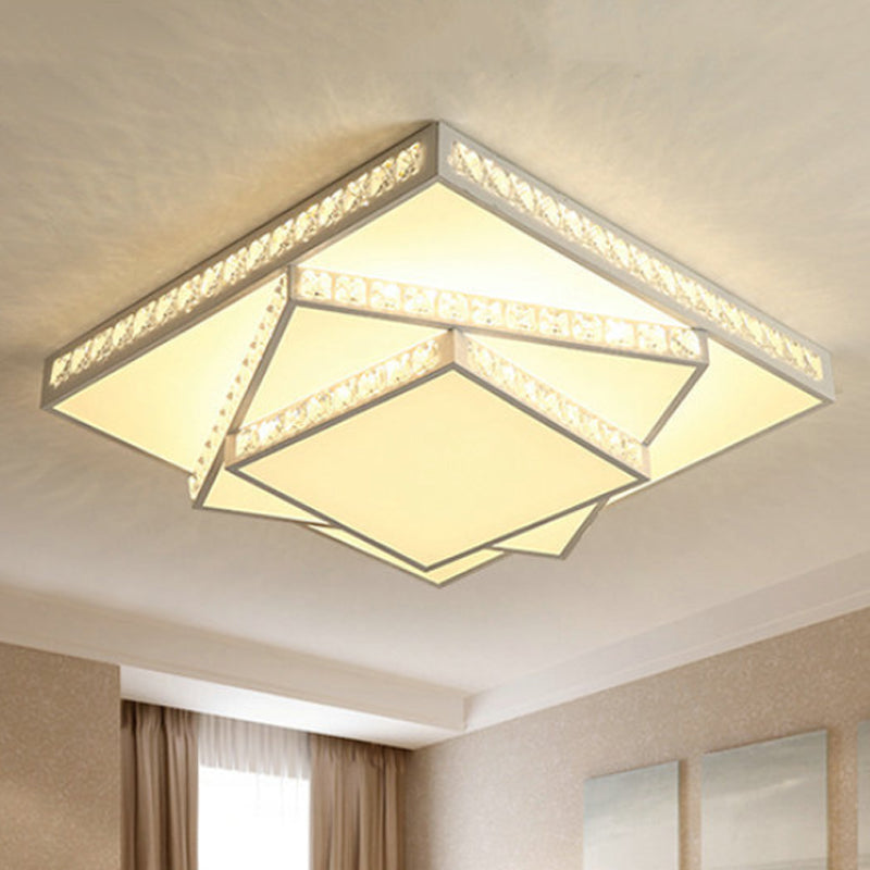 Modern Acrylic Led Square Ceiling Lamp - White Flush Mount Lighting 16/19.5/23.5 Wide & 3 Color