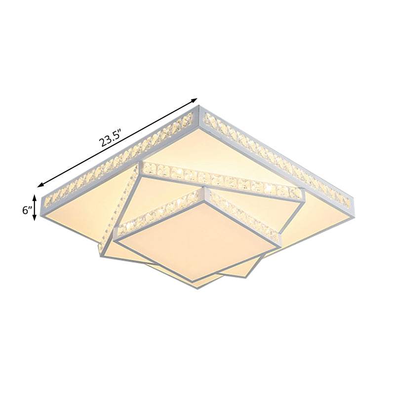 Modern Acrylic Led Square Ceiling Lamp - White Flush Mount Lighting 16/19.5/23.5 Wide & 3 Color
