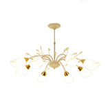 Modern Opal Glass Floral Chandelier - 8 Head Hanging Ceiling Lamp In White