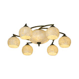 Shell Globe Semi Flush Ceiling Light - Mediterranean Style White/Colorful Lighting Fixture For