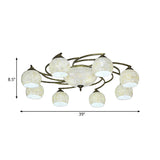 Shell Globe Semi Flush Ceiling Light - Mediterranean Style White/Colorful Lighting Fixture For