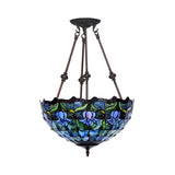 Baroque Red/Yellow/Blue Cut Glass Petal Semi Flush Mount Light: 2-Light Bronze Ceiling Fixture For