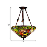 Baroque Red/Yellow/Blue Cut Glass Petal Semi Flush Mount Light: 2-Light Bronze Ceiling Fixture For
