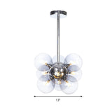 Modern Chrome Glass Sphere Chandelier 9 Bulbs Suspended Ceiling Lighting Fixture