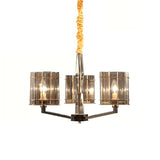 Modern Smoked Glass Triangle Chandelier - 3 Bulb Dining Room Ceiling Suspension Lamp