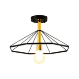 Sleek Black Metal Semi Flush Ceiling Light - Minimalist 1 Fixture Perfect For Lobby