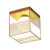 Contemporary Square Flush Mount Pendant Light - White/Black Metal Ideal For Bedroom Ceiling