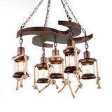 Vintage Weathered Copper Kerosene Chandelier Pendant Light Fixture - 5/7 Lights 5 /