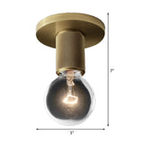 Modern Glass Flush Pendant Ceiling Light In Brass For Balcony - Globe Cone Cylinder Trumpet Shapes
