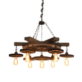 Industrial Rustic Ceiling Chandelier With Exposed Bulbs And Metallic Finish - 3/7 Lights For