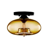 Modernist Glass Flush Ceiling Light Fixture - Oblong Shape 1 Sky Blue/Amber/Smoke Gray/Coffee 11