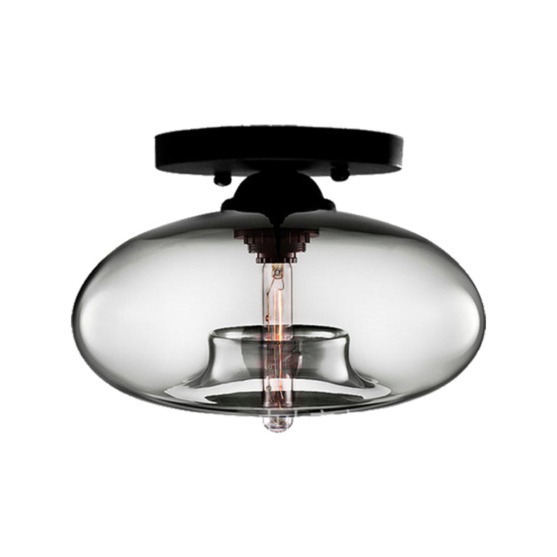 Modernist Glass Flush Ceiling Light Fixture - Oblong Shape 1 Sky Blue/Amber/Smoke Gray/Coffee 11