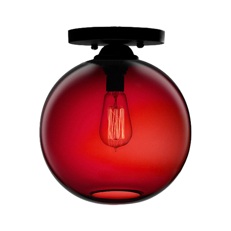 Contemporary Glass Orbit Ceiling Light Fixture - Red/Sky Blue/Amber/Dark Smoke/Coffee 1 Head Indoor
