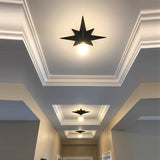 Contemporary Black/Bronze Anise Star Flush Ceiling Light - 1 Head Stairway Mount Fixture Black
