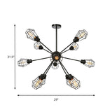 Farmhouse Style Black Pendant Light With Metal Cage Shade - 9/12/15 Lights Restaurant Chandelier