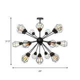 Farmhouse Style Black Pendant Light With Metal Cage Shade - 9/12/15 Lights Restaurant Chandelier