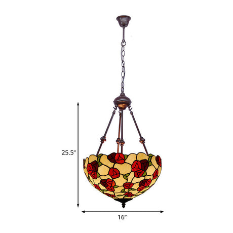 Hand Cut Glass Victorian Pendant Chandelier - 2 Lights Red/Pink/Purple Ideal For Bedroom Lighting