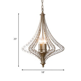 Contemporary Crystal 5-Head Pendant Ceiling Chandelier - Laser Cut Design Satin Nickel Finish
