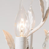 Modern Metal Leaf Chandelier Lamp With Crystal Drop - 5 Bulbs Grey/Distressed White Suspended