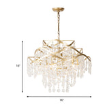 Modern Clear Crystal Ceiling Chandelier With Waterfall Design - 4 Heads Brass Hanging Light Fixture