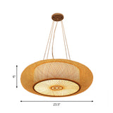 Curved Drum Pendant Lighting: Bamboo Wood Ceiling Hanging Light With Tradition-Inspired Design 2/3