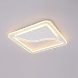 Modern White Led Ceiling Lamp With Curved Starry Sky Design Flush Lighting - 19/35.5 W Warm/White