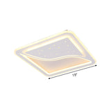 Modern White Led Ceiling Lamp With Curved Starry Sky Design Flush Lighting - 19/35.5 W Warm/White