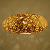 Traditional Bamboo Handmade Pendant Lighting With 1 Bulb - Wood Hanging Lamp Kit 12’/16’/19.5’ Wide
