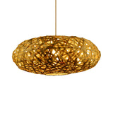 Handcrafted Bamboo Pendant Lighting - Traditional Style Hanging Lamp Kit With Wood Lampholder