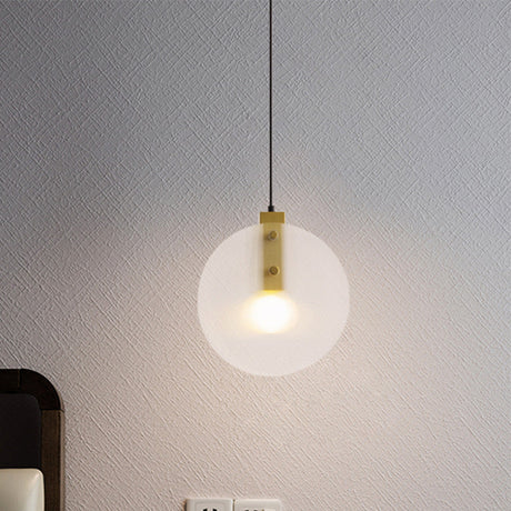 Modernist Gold Orb Pendant Lamp - Clear Glass Suspension Light For Dining Room