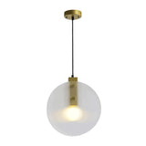 Modernist Gold Orb Pendant Lamp - Clear Glass Suspension Light For Dining Room